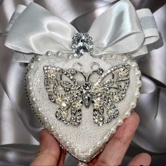 Valentine's Day Heart Butterfly Ornament| Rhinestone Holiday Gift, Mothers Day - Picture 9 of 16